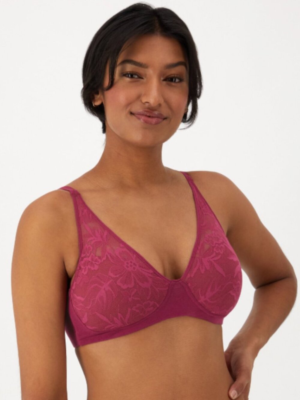 Bali Women's Breathe Wireless T-Shirt Bra Deep Cerise Size S 10453